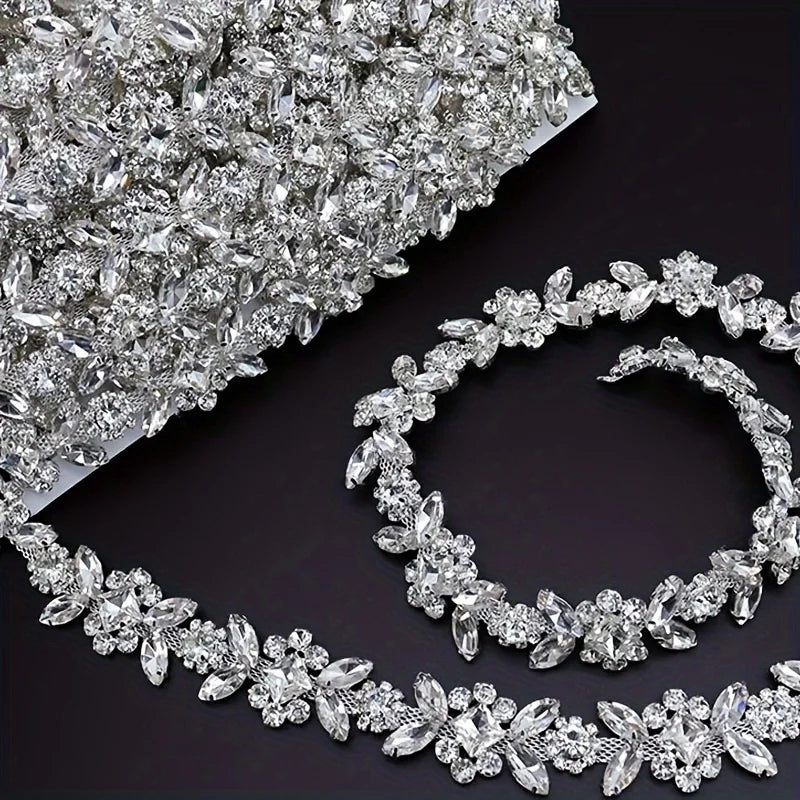 1pc catena di strass di cristallo ampia scintillante fai da te finiture decorative tracolla con diamanti accessori moda per cappelli borse abbigliamento