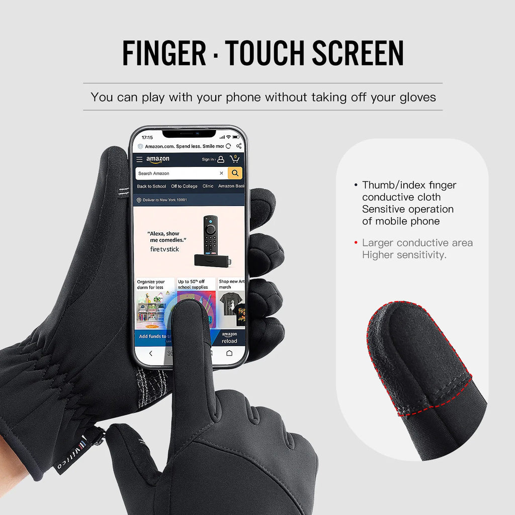Guanti da ciclismo impermeabili invernali da uomo Sport all'aria aperta Corsa da moto Sci Touch Screen Guanti in pile antiscivolo Caldi dita intere