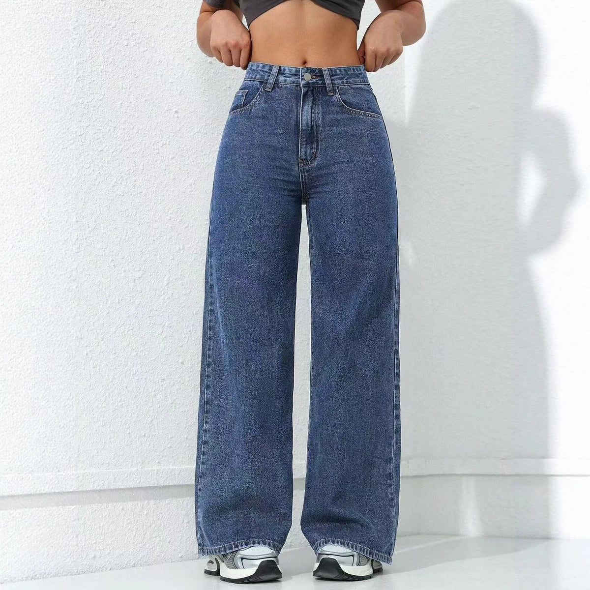 Jeans in denim a gamba larga e dritta, pantaloni baggy streetwear, pantaloni casual larghi da donna, moda americana 2026, pantaloni per tutte le stagioni