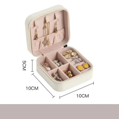 Mini scatola portaoggetti portatile per gioielli, organizer da viaggio, custodia per gioielli, orecchini in pelle, collana, anello, espositore per gioielli