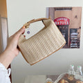 Yogodlns Borsa estiva piccola in paglia Borsa a tracolla alla moda Borsa a tracolla a secchiello intrecciata Borsa da spiaggia casual al mare Borsa con manico per ragazze