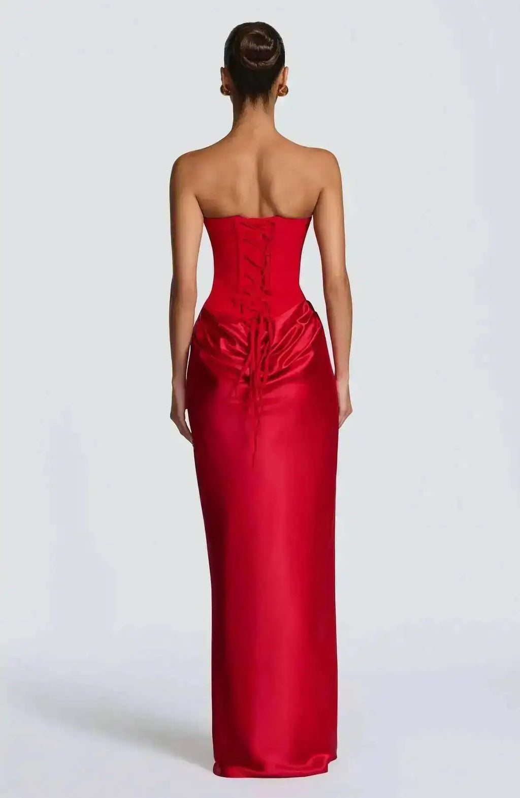 Giyu Sexy Satin Evening Club Abiti da festa Donna 2025 Estate senza spalline con spalle scoperte Lisca di pesce increspato Maxi abito lungo Abito elegante