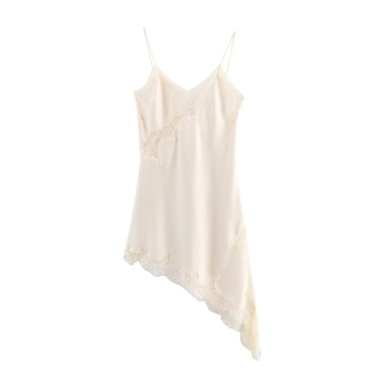 Abito da donna sexy con scollo a V in pizzo, elegante, con collo all'americana e orlo asimmetrico, nuova moda estate 2026, per feste e spiaggia