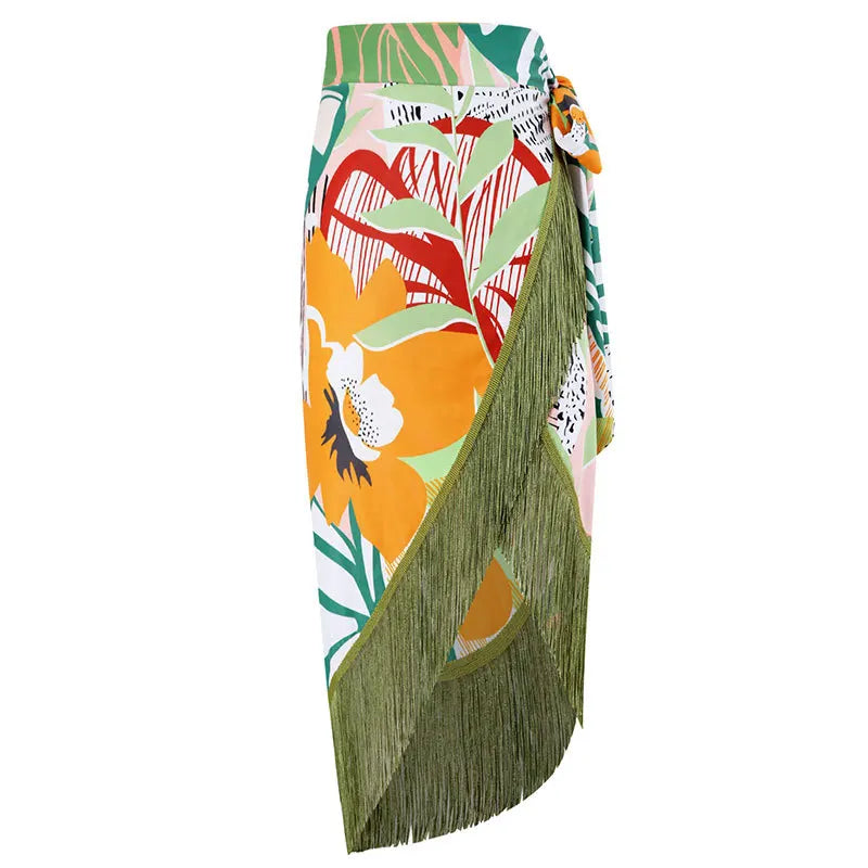 Nuovo Abito da Spiaggia Sexy con Stampa Retrò 2026, Copricostume Lungo, Gonna per Feste, Costume da Bagno, Abbigliamento da Spiaggia