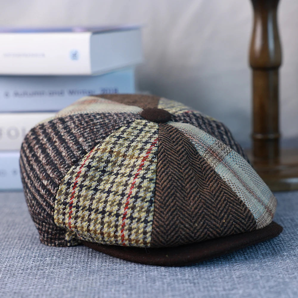 Primavera Autunno Inverno Uomo Classico Splicing Cappelli Ottagonali Retro British Newsboy Cap Gatsby Donna Uomo Berretti Berretto 005
