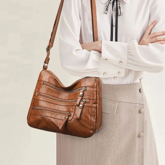 Borsa a tracolla in pelle da donna Tracolla regolabile Chiusura con cerniera Borsa per donna Viaggio Lavoro Borsa a tracolla casual quotidiana