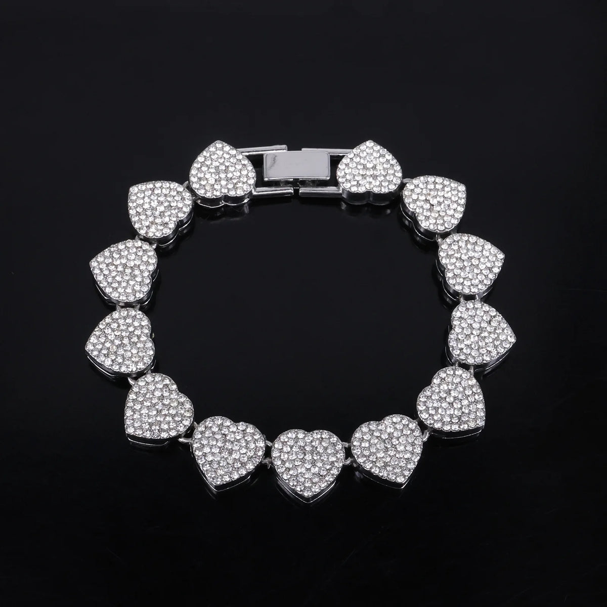 ZAKOL 45CM Nuovo Hip Hop Tennis Bracciale a catena Collana Cuore lucido Strass CZ Fashion Rock Party Set di gioielli
