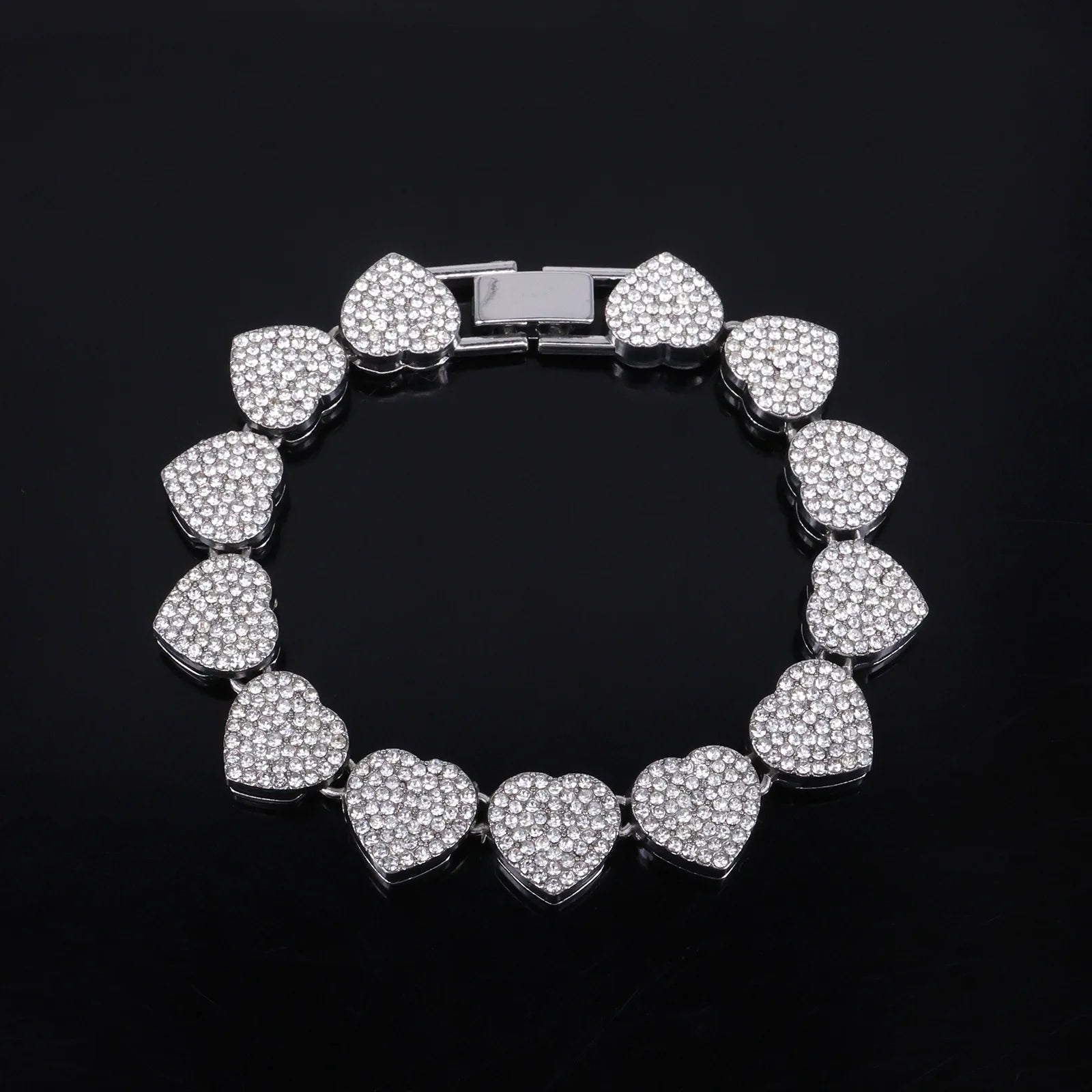 ZAKOL 45CM Nuovo Hip Hop Tennis Bracciale a catena Collana Cuore lucido Strass CZ Fashion Rock Party Set di gioielli
