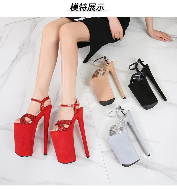 Black matte women's shoes with super high heels 26CM ladies shoes  Sandals women High Heels  luxury on sale Art Appreciation