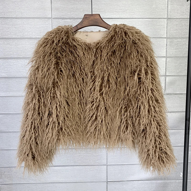 Giacche finte calde cappotto di pelliccia da donna sciolto di grandi dimensioni 6XL cappotto di peluche giacca femminile pelliccia autunno inverno Shaggy Furry capispalla giacche