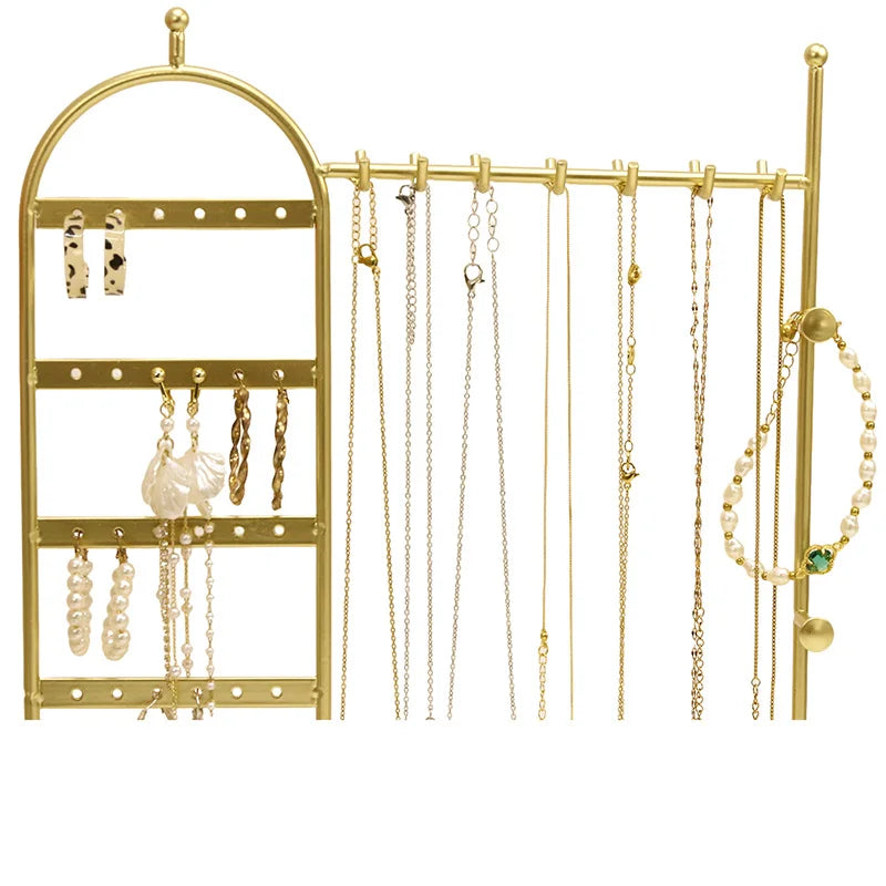 1 portagioie da tavolo con base in legno massello adatto per organizzare e conservare orologi, orecchini, bracciali, collane, ecc.