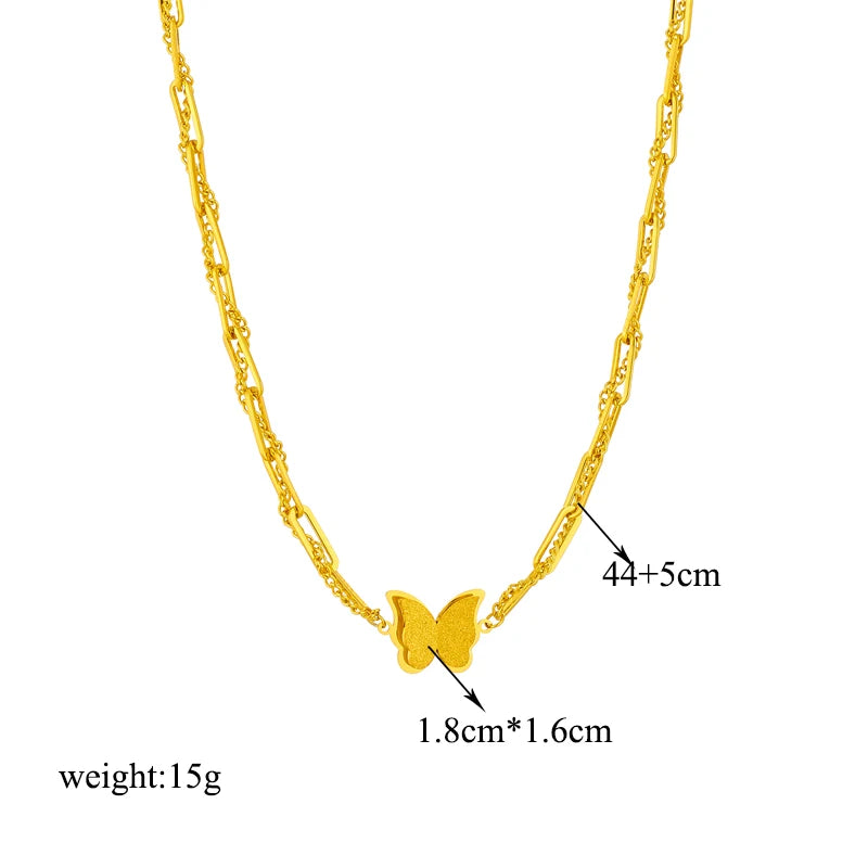 DIEYURO Collana con ciondolo occhi azzurri con serratura a forma di farfalla in acciaio inossidabile 316L per le donne Nuovi regali di gioielli con catena girocollo multistrato