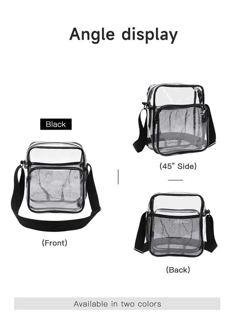 TINYAT Borse da donna in PVC trasparente impermeabile con cinturino in rete leggera Metti per cuffie perse Jack Ombrello per cellulare iPad da 9,7 pollici