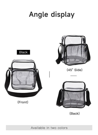 TINYAT Borse da donna in PVC trasparente impermeabile con cinturino in rete leggera Metti per cuffie perse Jack Ombrello per cellulare iPad da 9,7 pollici