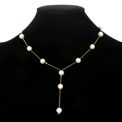 4 pezzi di collana color oro, orecchini, bracciale, set da donna, elegante collezione di perle d'imitazione, gioielli con nappa temperamento