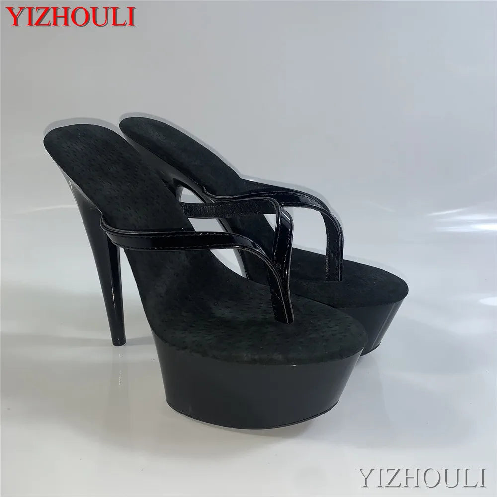I colori alla moda possono essere personalizzati Infradito da principessa da 15-20 cm, tacchi da discoteca sexy, estate, pantofole a spillo da 6-8 pollici