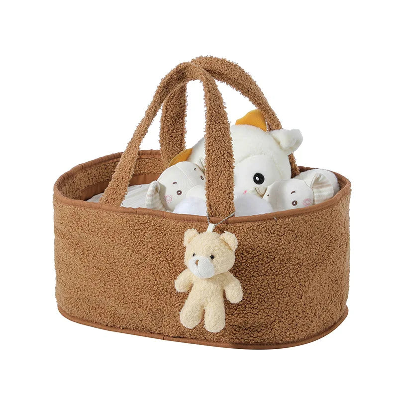 Nome personalizzato Borse per pannolini per bambini Cestino portaoggetti con ciondolo a forma di orso Cestino portaoggetti per asilo nido per roba per bambini Borsa per pannolini per mamma