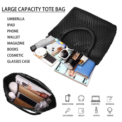 Borsa tote in tessuto Borsa da donna Borse a tracolla in pelle vegana - Borse tote da spiaggia estive alla moda - Borse da viaggio grandi