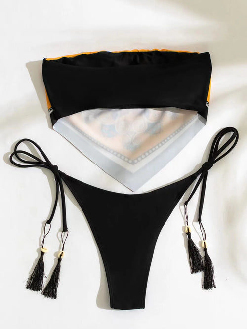 2025 Neuer sexy Bikini Damen Print brasilianischer Bikini-Set Neckholder rückenfrei Badeanzug Bademode Biquini Dot Biquini weiblich