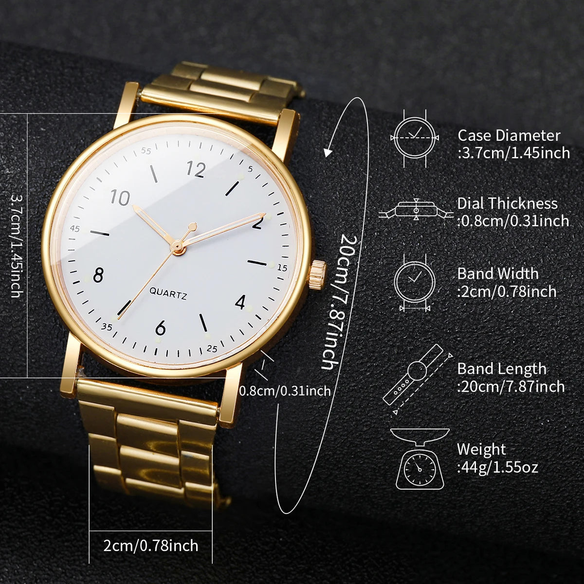 4 pezzi/set moda quadrante arabo orologi da donna orologio da polso al quarzo da donna braccialetti con strass set Reloj Mujer (senza scatola)
