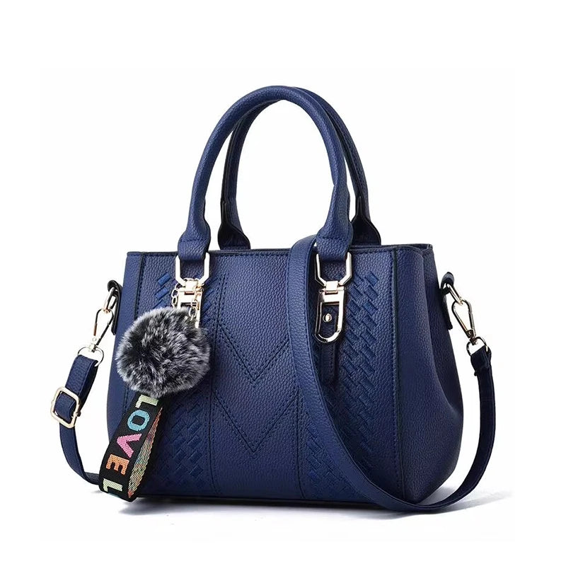 Borse a tracolla ricamate Borse da donna in pelle Borse da donna Sac a Main Borsa a mano con palla per capelli da donna