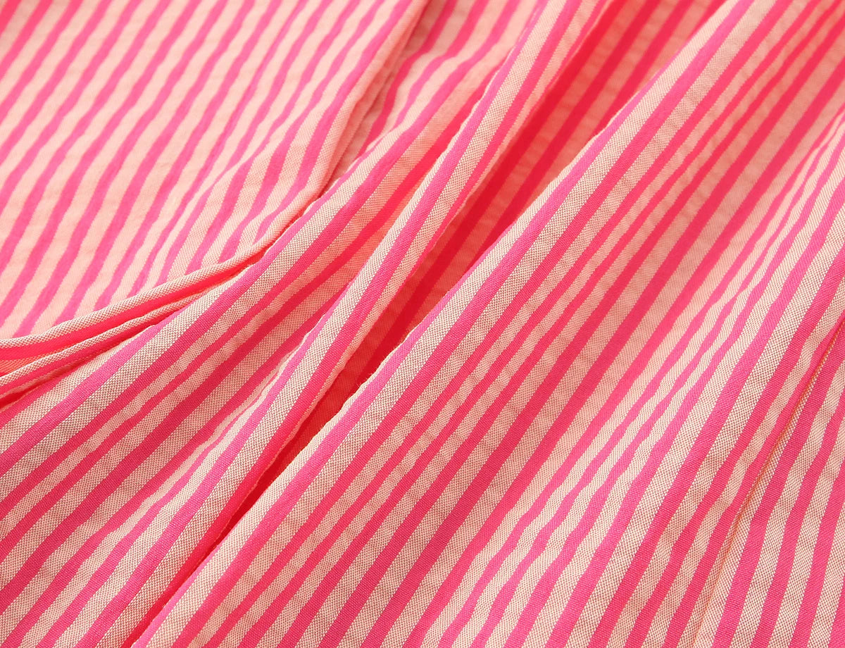 KONDALA Camicia Vintage a Righe con Fiocco da Donna, Casual, Asimmetrica, Moda Primavera 2026, Camicia Monopetto, Streetwear Chic Femminile
