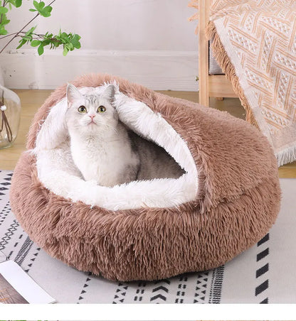 Winter Plush Pet Cat Bed Round Cat Cushion Cat House 2 in 1 Warm Cat Basket Pet Sleep Bag Cat Nest Kennel for Small Dog Suit New