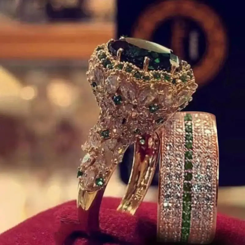 Set di anelli da principessa di lusso alla moda Set di anelli eleganti per matrimonio da sposa con zirconi cubici per accessori per gioielli da sposa per coppie di donne