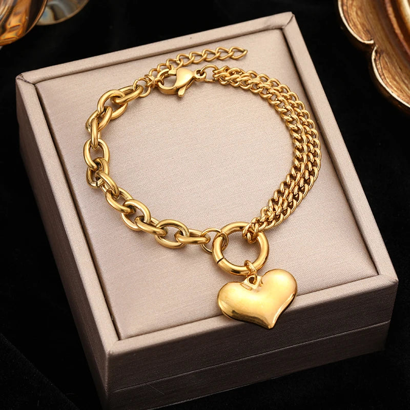 EILIECK Bracciale con ciondolo stella marina luna stella color oro in acciaio inossidabile 316L per le donne Nuovo regalo di gioielli con catena da polso alla moda