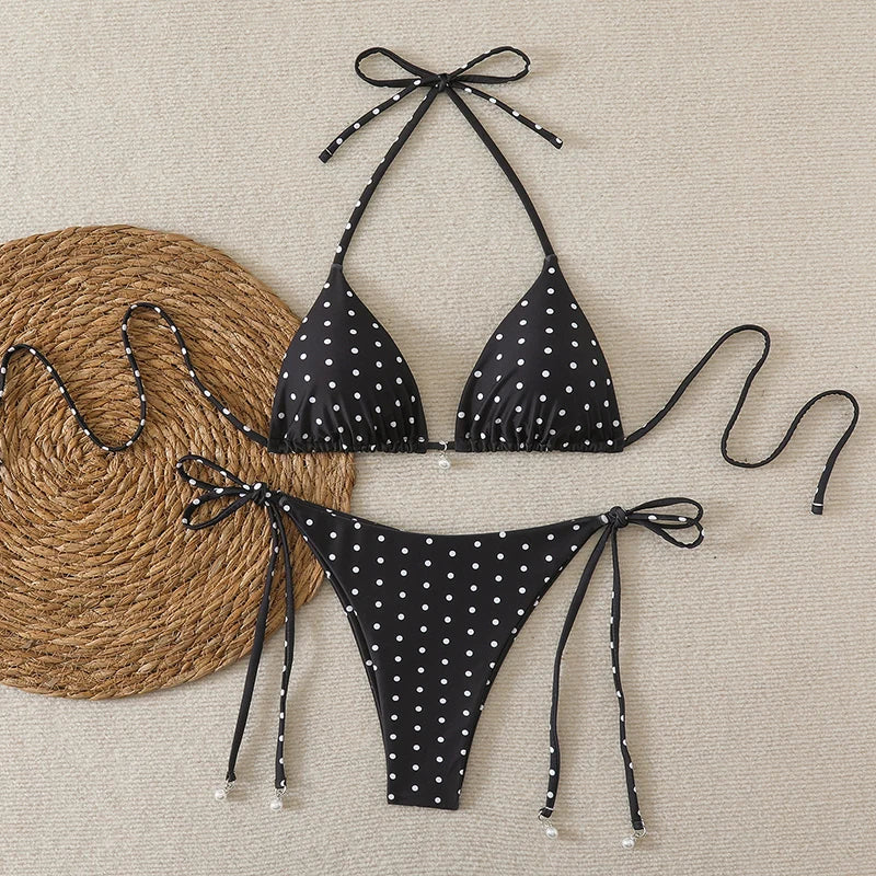 Sexy  Micro Bikinis Sets Pearl Dot Print Swimwear 2026 Bathing Suit Woman Beachwear Women Beach Summer Bikini Two-piece Swimsuit