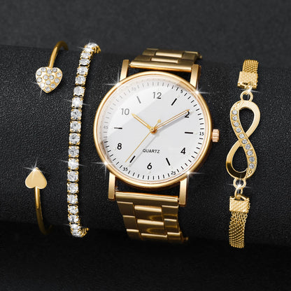 4 pezzi/set moda quadrante arabo orologi da donna orologio da polso al quarzo da donna braccialetti con strass set Reloj Mujer (senza scatola)
