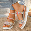 Summer Beach Vocation Böhmische Sandalen Damen Keilabsätze Bunte Stoff Plateau Hausschuhe Damen Übergröße 43 Sandalias De Mujer