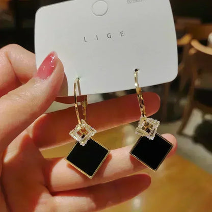 Nuova tendenza della moda Design unico Orecchini rettangolari eleganti e squisiti con zirconi per gioielli da donna Regali premium per feste di nozze
