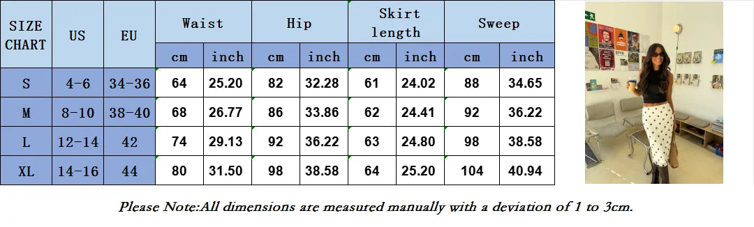 hirigin Gonna longuette casual da donna Elegante gonna a tubino aderente con stampa a pois per allenamento per feste Abbigliamento quotidiano Estate Y2K Streetwear