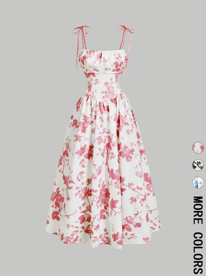 Nuove donne stampa cinturino per spaghetti vestito moda estiva elegante casual ufficio partito abiti casual per le donne veste femme abiti