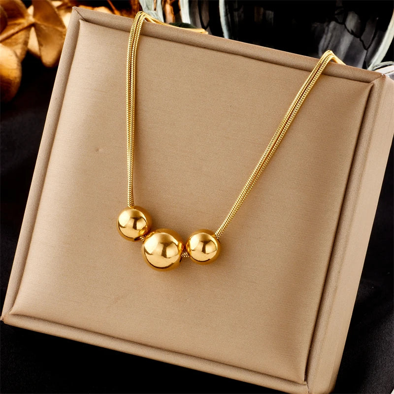 DIEYURO Collana a catena di perle con perline geometriche in acciaio inossidabile 316L per le donne Nuove ragazze punk girocollo spesso gioielli regali per feste