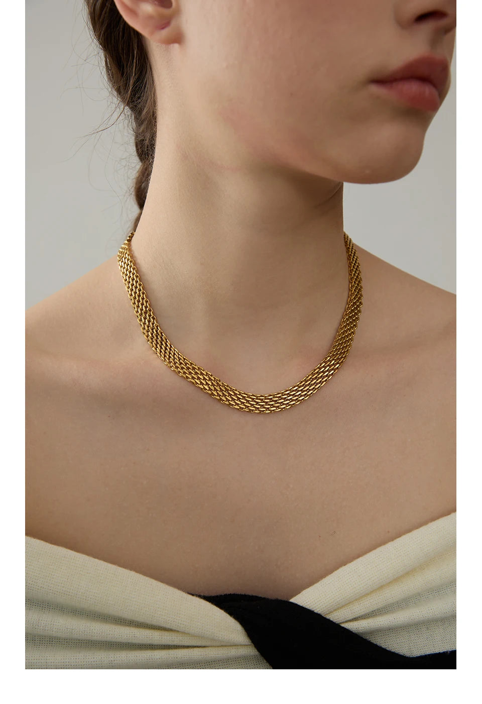 Yhpup Collana a collo largo con catena cubana in metallo impermeabile in acciaio inossidabile Colore oro argento Regalo di gioielli con texture alla moda