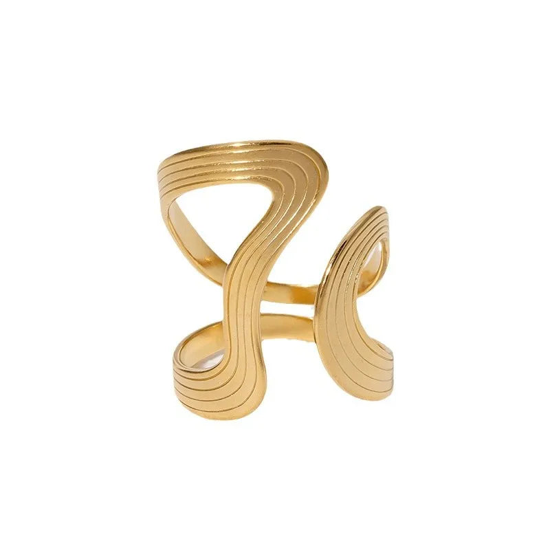 Anello personale grande in acciaio inossidabile antiruggine, elegante, creativo, minimalista, in metallo, gioielli impermeabili per le donne