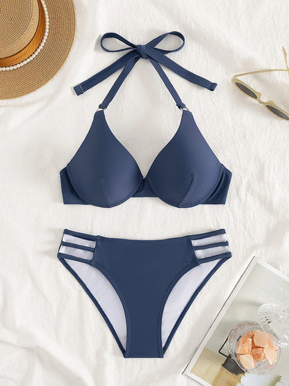 Costume da bagno donna bikini con reggiseno con ferretto leopardato Costume da bagno donna senza spalline Mujer Costume da bagno bikini a due pezzi Costume da bagno push up Swim