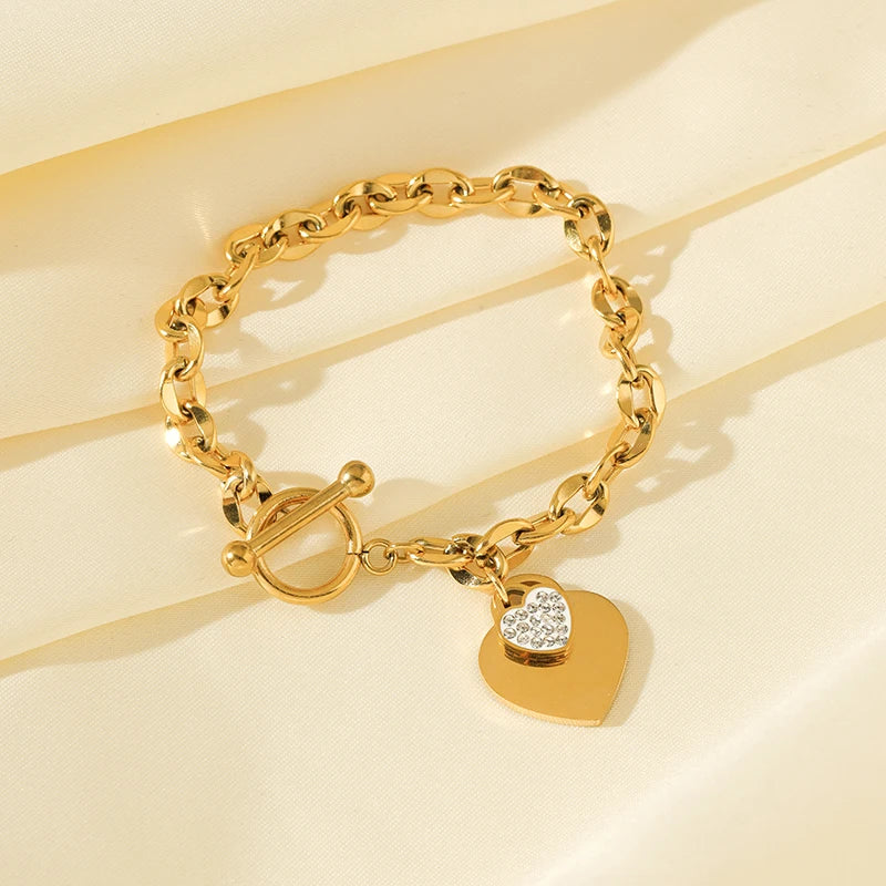EILIECK Bracciale con ciondolo stella marina luna stella color oro in acciaio inossidabile 316L per le donne Nuovo regalo di gioielli con catena da polso alla moda