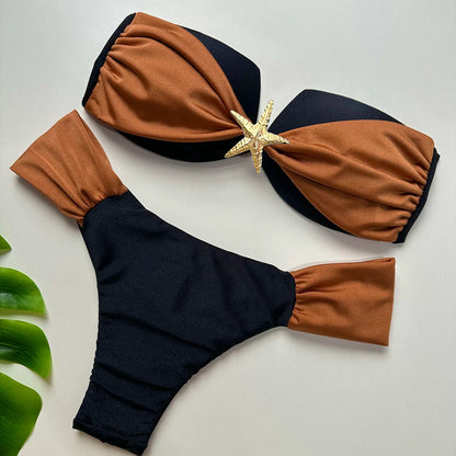 Bikini push up 2025 Costume da bagno donna sexy Costumi da bagno Donna Taglio alto Patchwork Bikini Set Biquini Costume da bagno Costumi da bagno