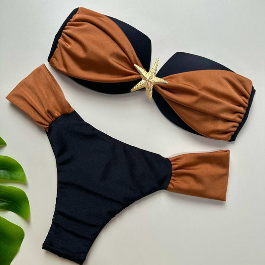 Bikini push up 2025 Costume da bagno donna sexy Costumi da bagno Donna Taglio alto Patchwork Bikini Set Biquini Costume da bagno Costumi da bagno