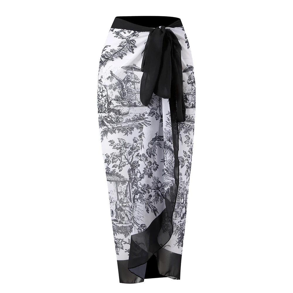 Nuovo Abito da Spiaggia Sexy con Stampa Retrò 2026, Copricostume Lungo, Gonna per Feste, Costume da Bagno, Abbigliamento da Spiaggia