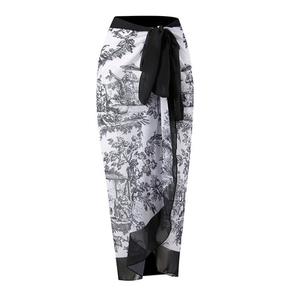 Nuovo Abito da Spiaggia Sexy con Stampa Retrò 2026, Copricostume Lungo, Gonna per Feste, Costume da Bagno, Abbigliamento da Spiaggia