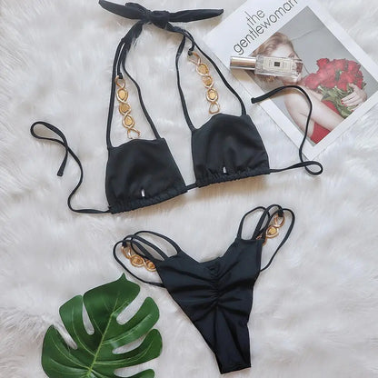 nuovo costume da bagno in due pezzi con strass 2026 cristallo di lusso perizoma Sexy perizoma Bikini Set costumi da bagno da donna costume da bagno Sexy da spiaggia