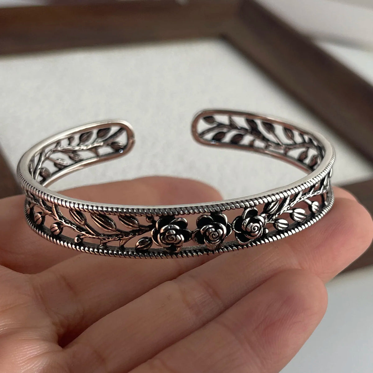925 Sterling Silver Bracelets for Women Chain Accessories Trend Vintage Simple Rose Flower Pendant Party Jewelry Gift