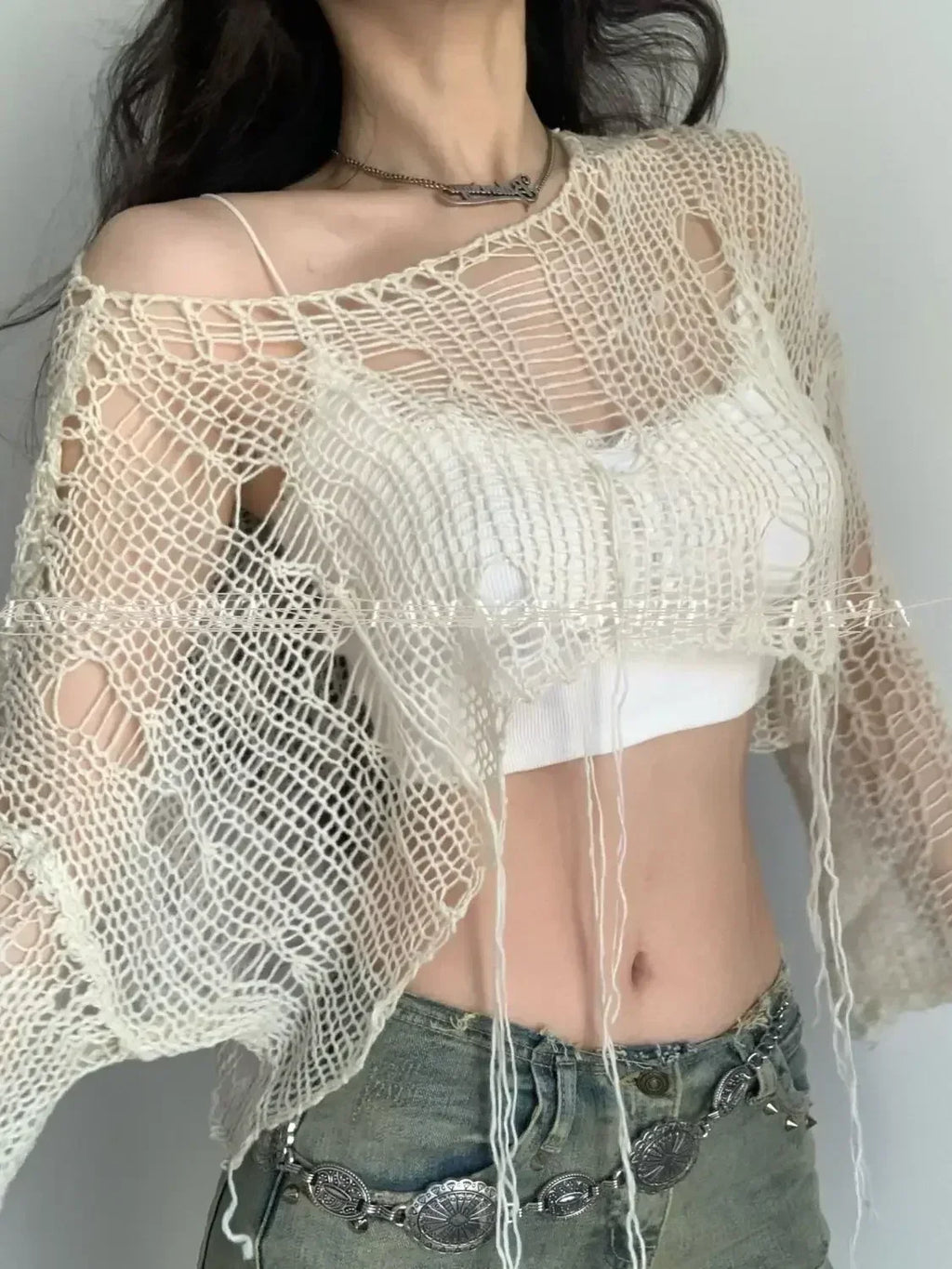 Vestiti sexy Y2k Spider Web Hollow Hole Design Spice Girl Pullover con cappuccio Top in maglia Maglione Donna Moda coreana Сislavт Уowieрами