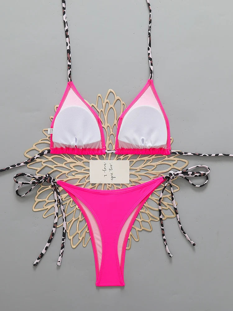 Micro-Bikini Damen Zweiteiliger Badeanzug Sexy Leopard Verband Weibliche Bademode Frau 2026 Badeanzug Strandmode Tanga Bikini-Sets