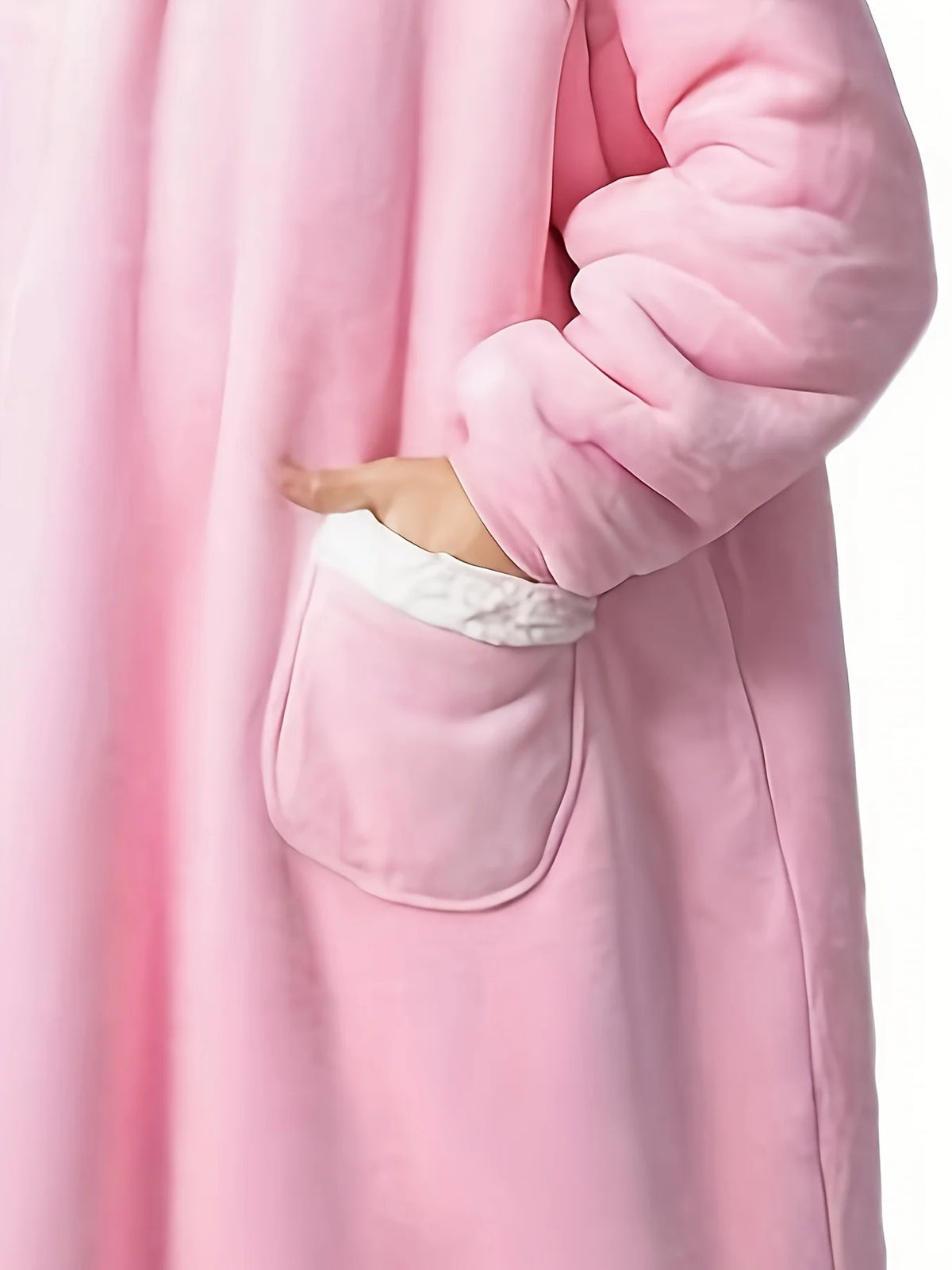 Accappatoio invernale da donna in flanella, extra lungo, con cappuccio e tasche verticali, coperta morbida e foderata in pile, ideale per rilassarsi davanti alla TV.
