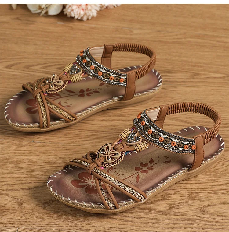 Sandali da donna Sandali estivi stile Boemia Donna Fondo morbido Sandali con tacco basso Scarpe da donna Scarpe antiscivolo Calzature estive